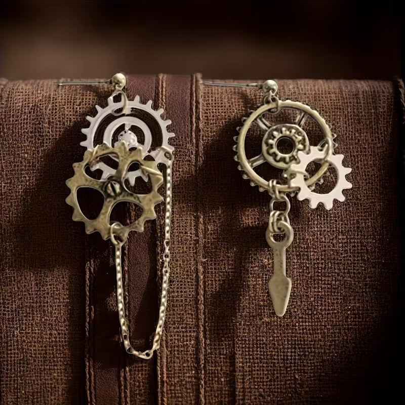 Steampunk - stílusú fogaskerék fülbevaló