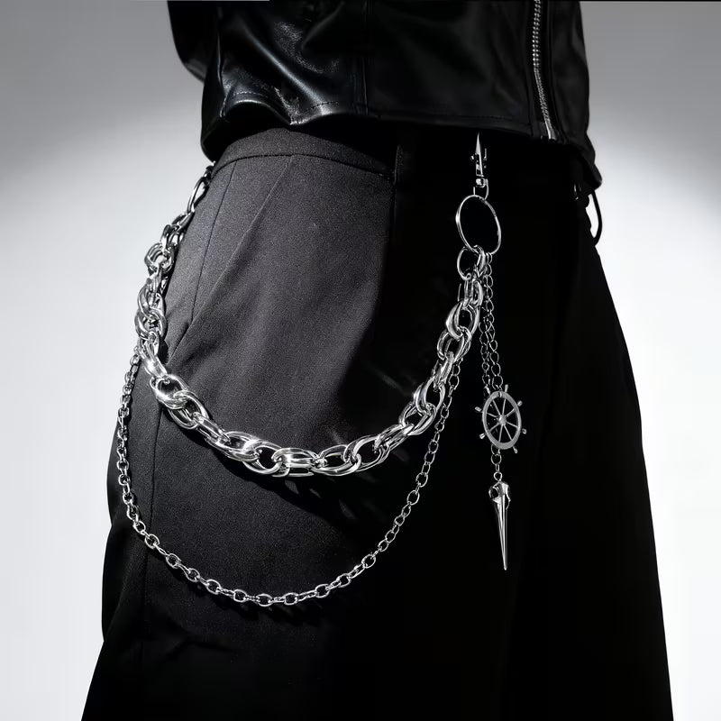 Steampunk - ezüstszínű, punk stílusú láncöv kiegészítő