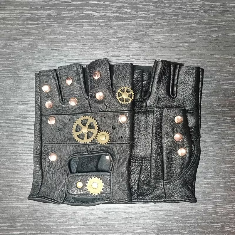 Steampunk - Ujjatlan Kesztyű Műbőr Fém Fogaskerekekkel