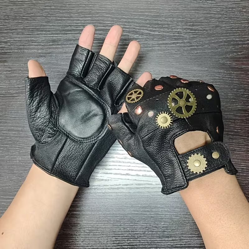 Steampunk - Ujjatlan Kesztyű Műbőr Fém Fogaskerekekkel