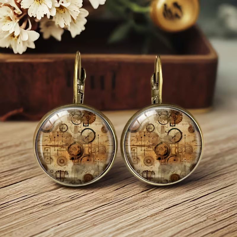 Steampunk - vintage grunge country steampunk óra alakú fülbevaló
