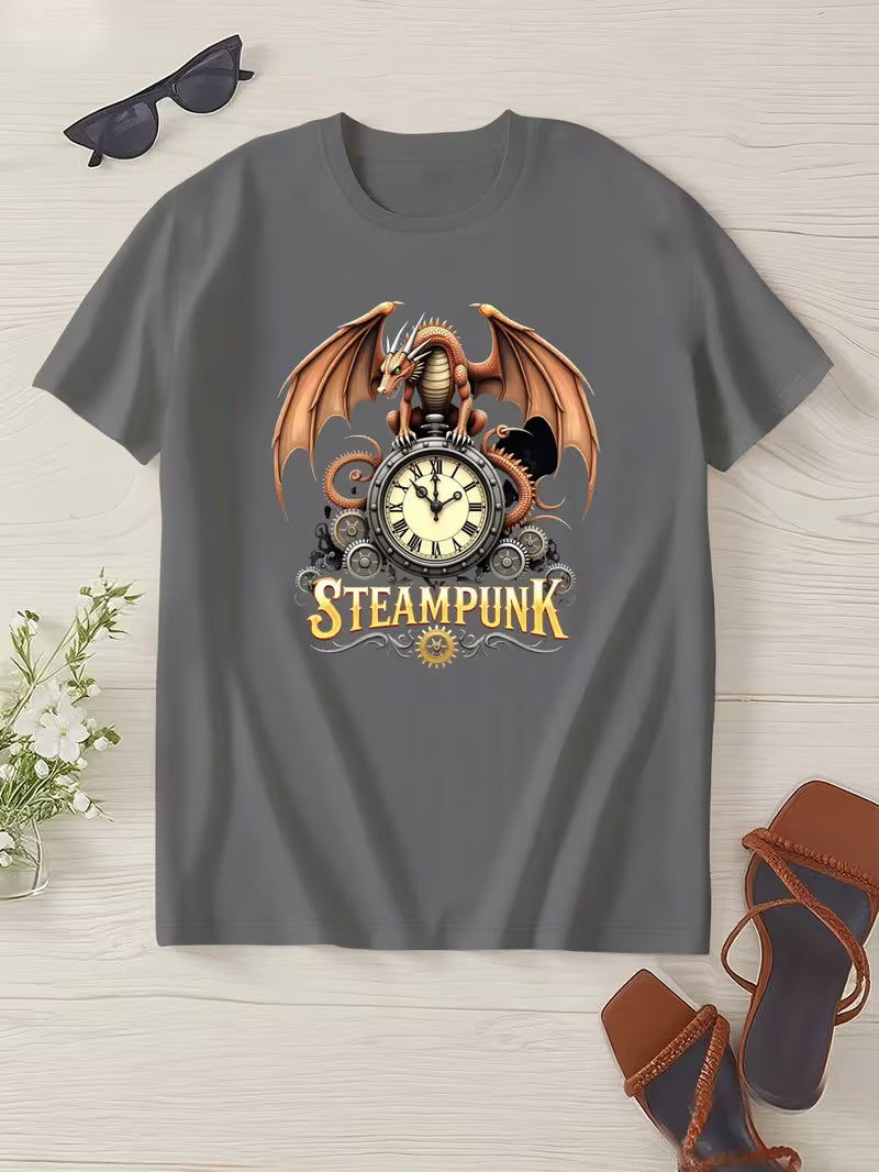 Steampunk - Női Pure póló fantázia és sárkányóra mintával