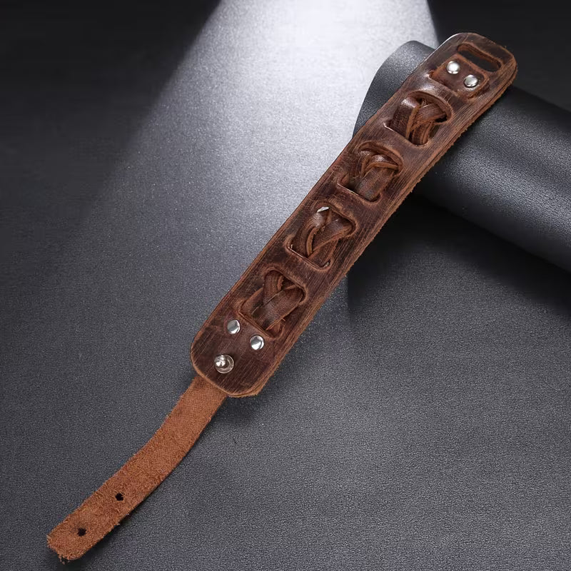 Steampunk - bőr mandzsetta karkötő