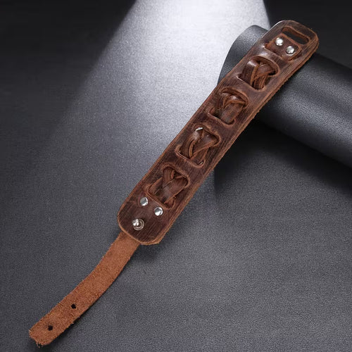 Steampunk - bőr mandzsetta karkötő