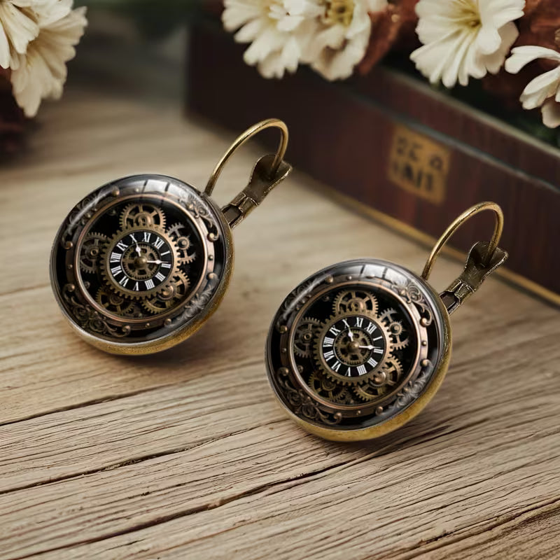 Steampunk - fülbevaló klasszikus római számokkal