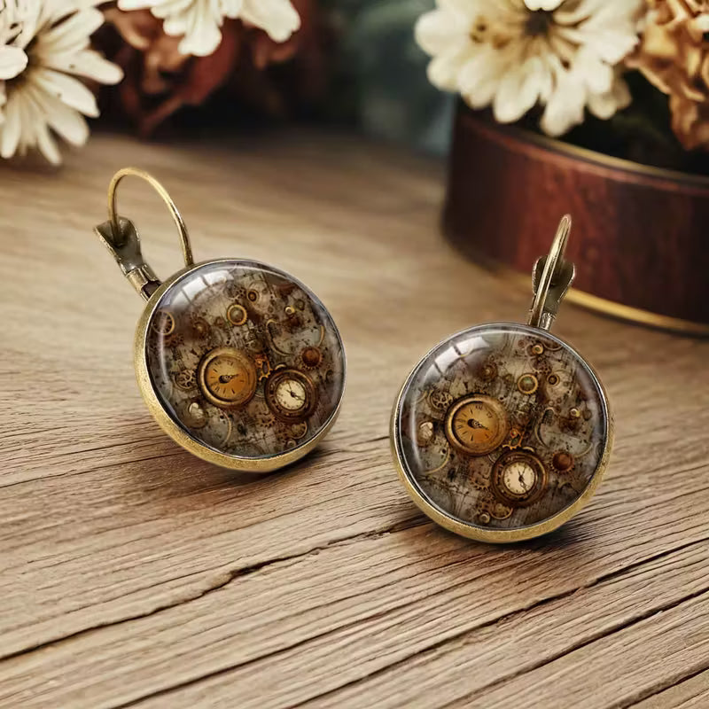 Steampunk - vintage grunge country steampunk óra alakú fülbevaló