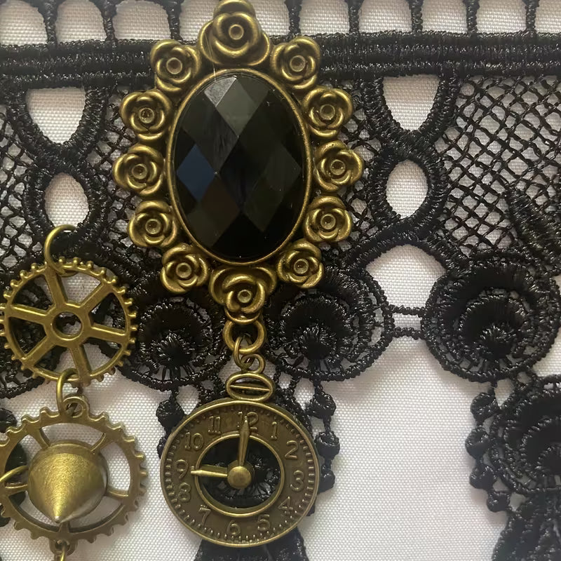 Steampunk - karkötő és gyűrű szett, fogaskerékbe integrált lánc