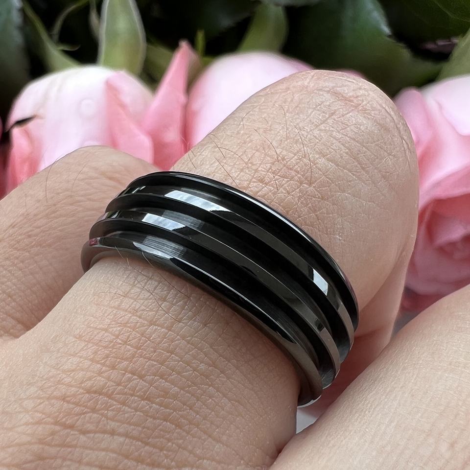 Steampunk Blank Core – Tungsten gyűrű, 9.5 - ös méret, fekete