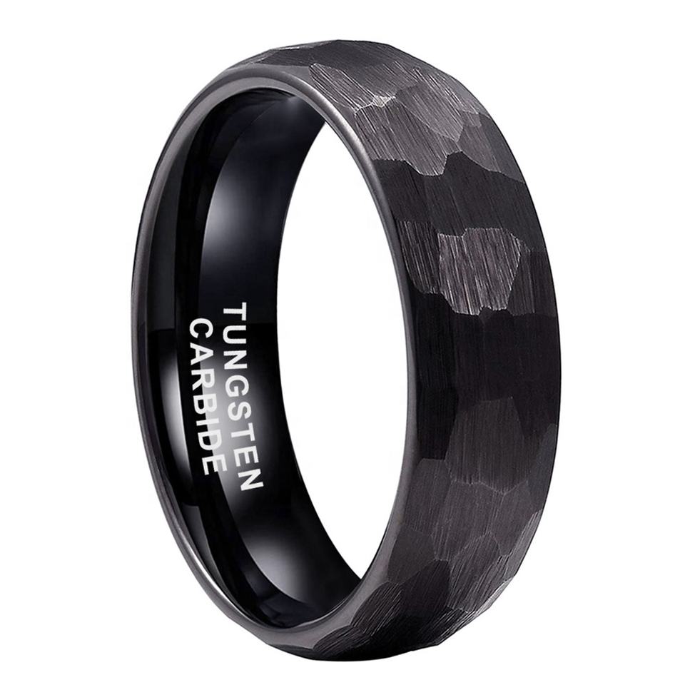 Steampunk - Coolstyle, domború matt tungsten gyűrű, 6mm, fekete, 7-es