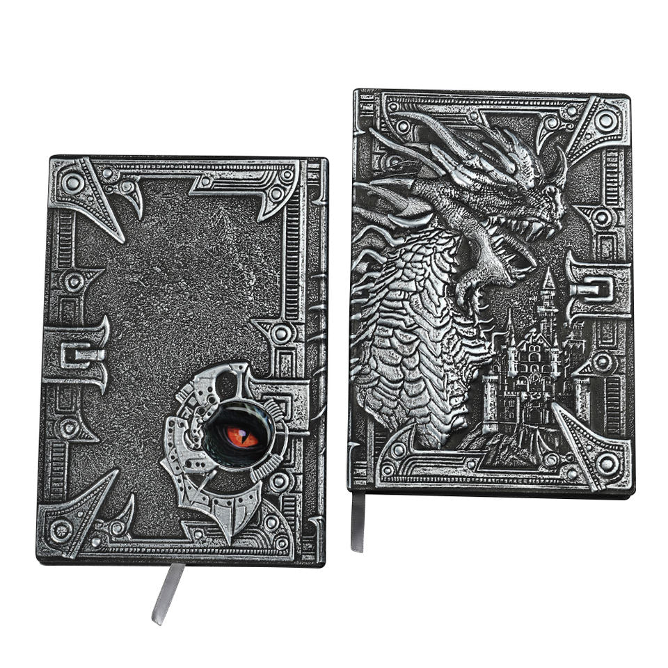Steampunk - Vintage, sárkány dombornyomásos bőr utazó notesz, A5, barna