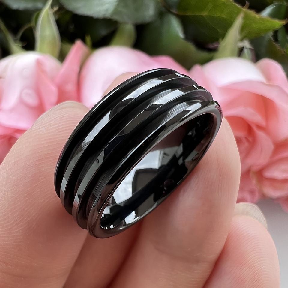 Steampunk Blank Core – Tungsten gyűrű, 9.5 - ös méret, fekete