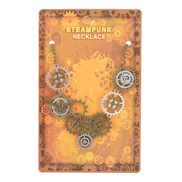 Steampunk - Fogaskerék óra, nyaklánc medál, antik arany