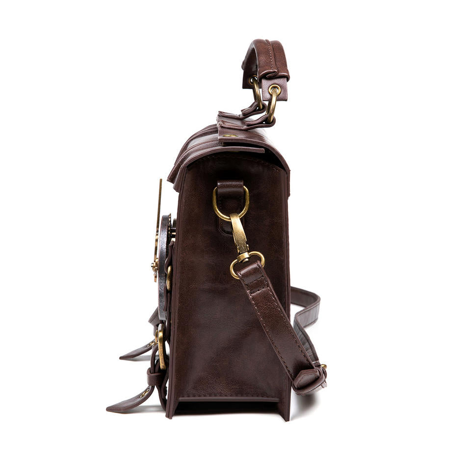 Steampunk - Briefcase táska,vegánbőr, 21x9x25cm