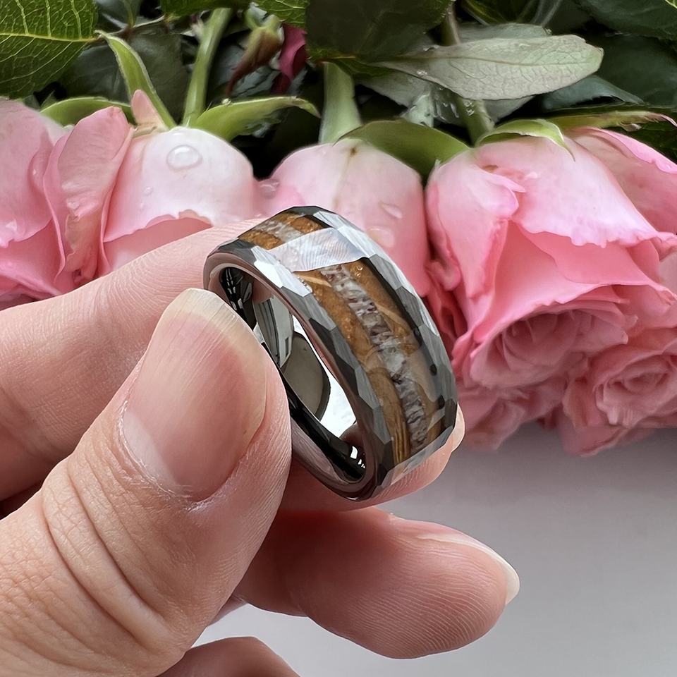 Steampunk - Coolstyle, tungsten gyűrű, kalapált whisky barrel, 8mm, ezüst, 8-as