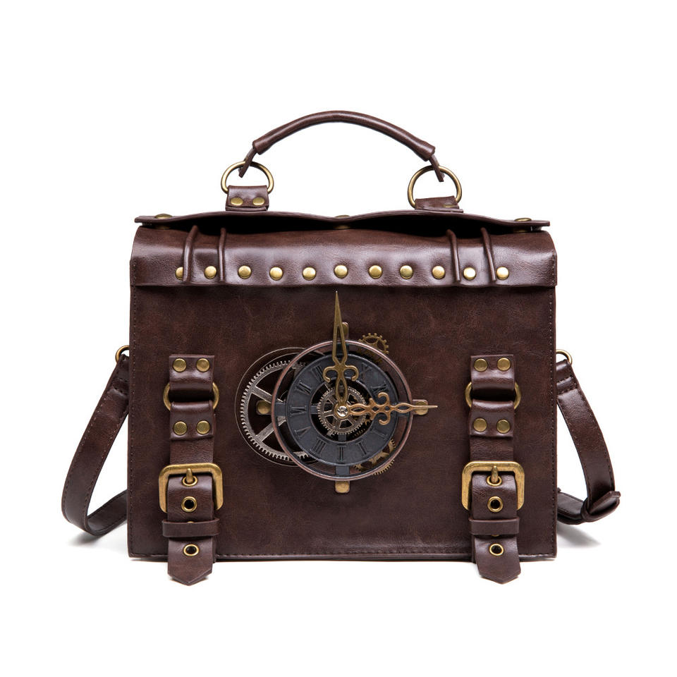 Steampunk - Briefcase táska,vegánbőr, 21x9x25cm