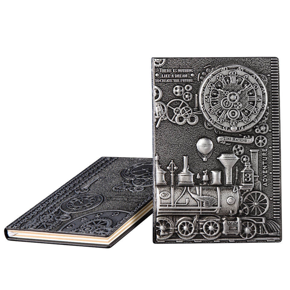 Steampunk - Vintage, vonat valódi bőr utazó napló, A5, barna