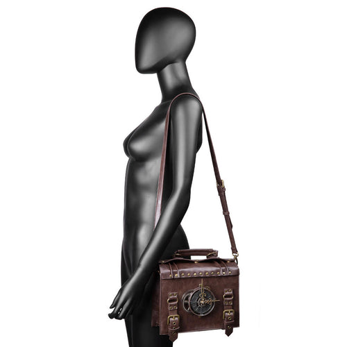 Steampunk - Briefcase táska,vegánbőr, 21x9x25cm