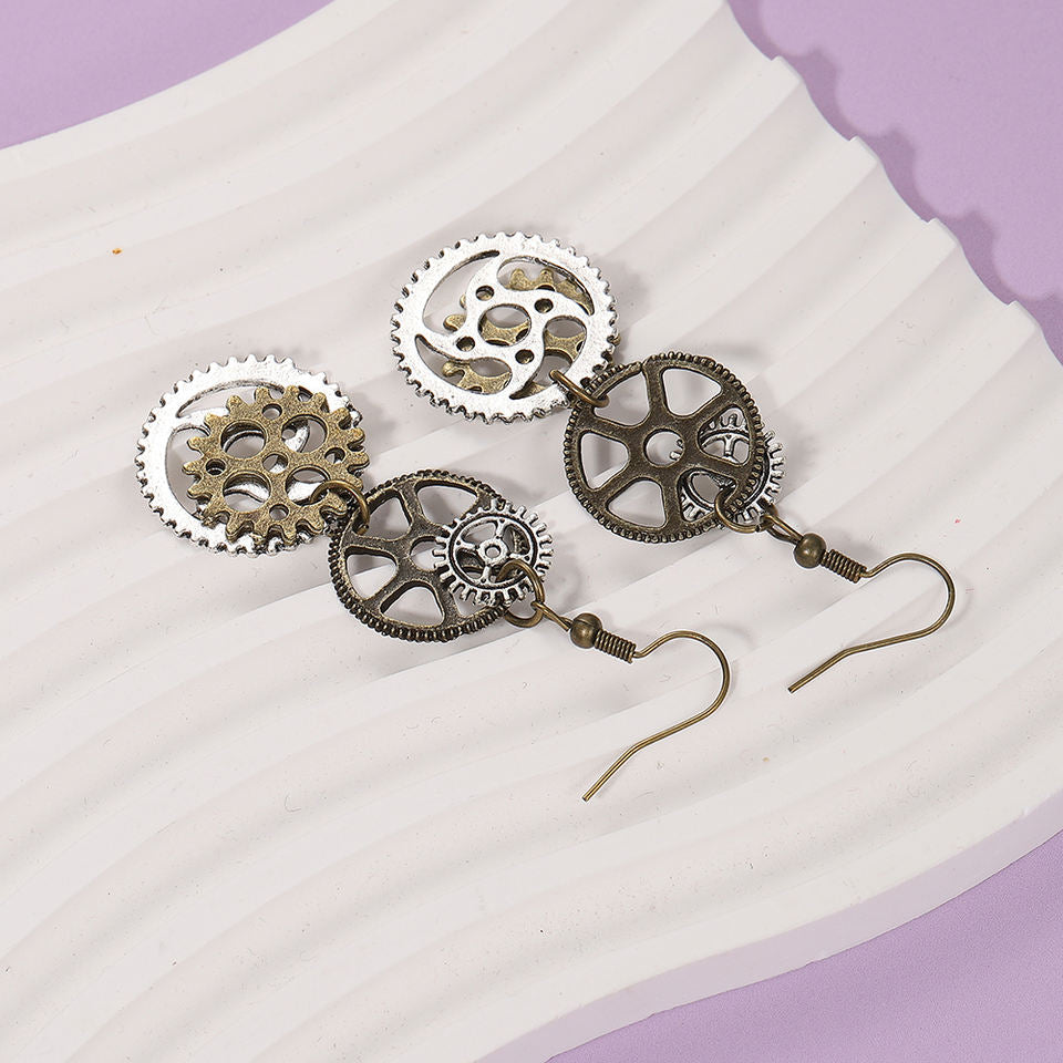 Steampunk - Fogaskerék függő fülbevaló