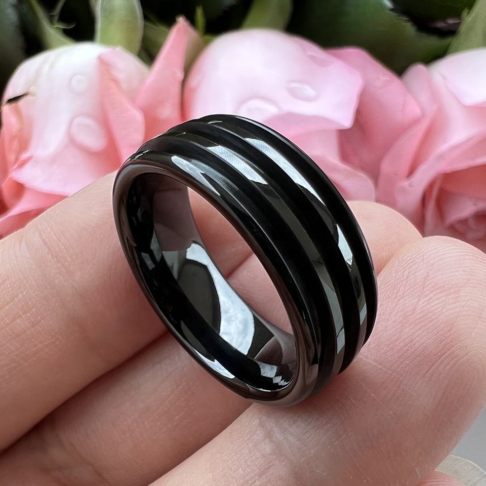 Steampunk Blank Core – Tungsten gyűrű, 9.5 - ös méret, fekete