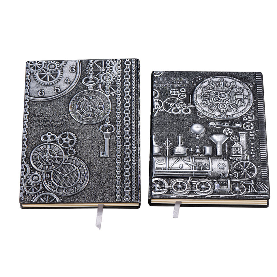 Steampunk - Vintage, vonat valódi bőr utazó napló, A5, barna