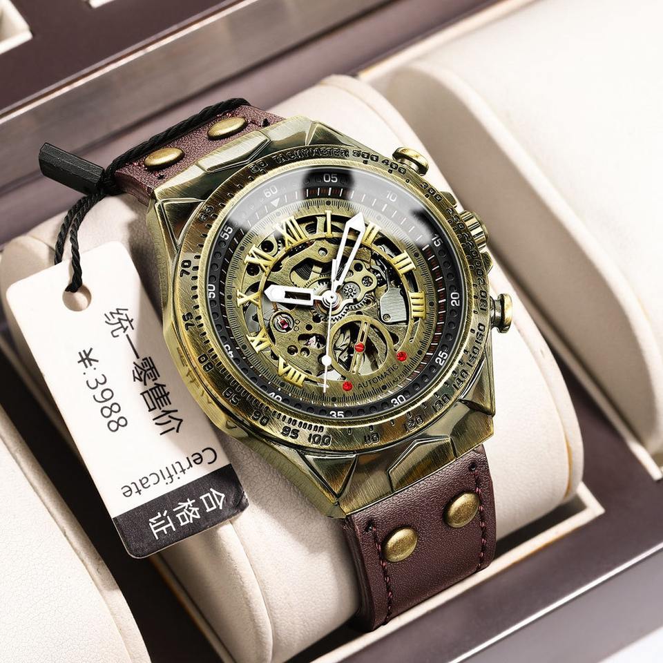 Steampunk - Skeleton automata, karóra, fekete