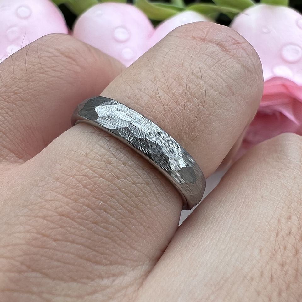 Steampunk - Coolstyle, kalapált tungsten carbide gyűrű, 4mm, fekete, 5-ös