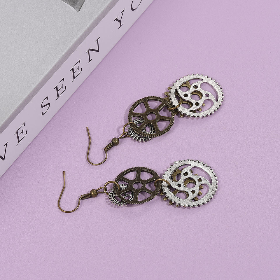 Steampunk - Fogaskerék függő fülbevaló