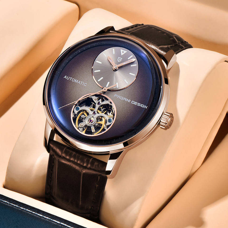 Steampunk - Pagani Design 1796, luxus automata mechanikus óra, ezüst/fekete