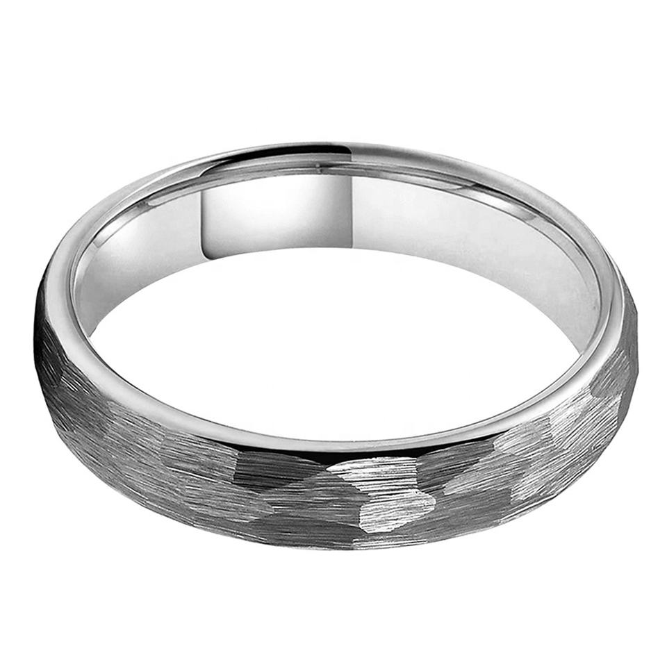 Steampunk - Coolstyle, kalapált tungsten carbide gyűrű, 4mm, fekete, 5-ös