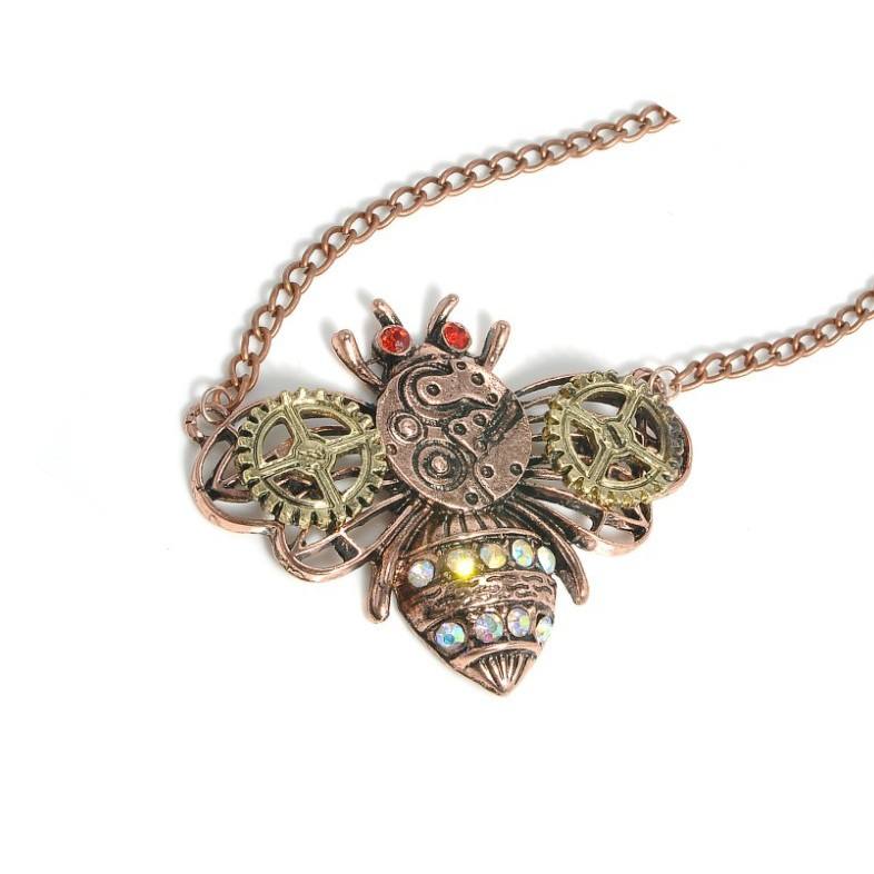 Steampunk - Fogaskerekes, méh formájú, medál és nyaklánc