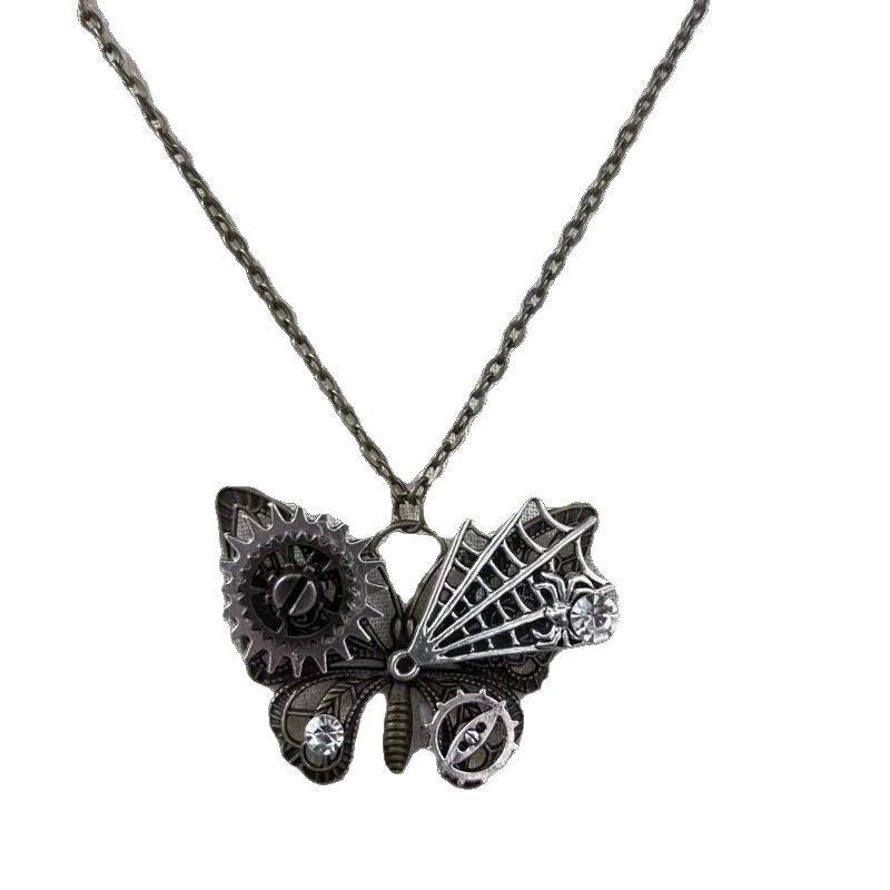 Steampunk - Pillangó medál nyaklánc, fogaskerék, gótikus
