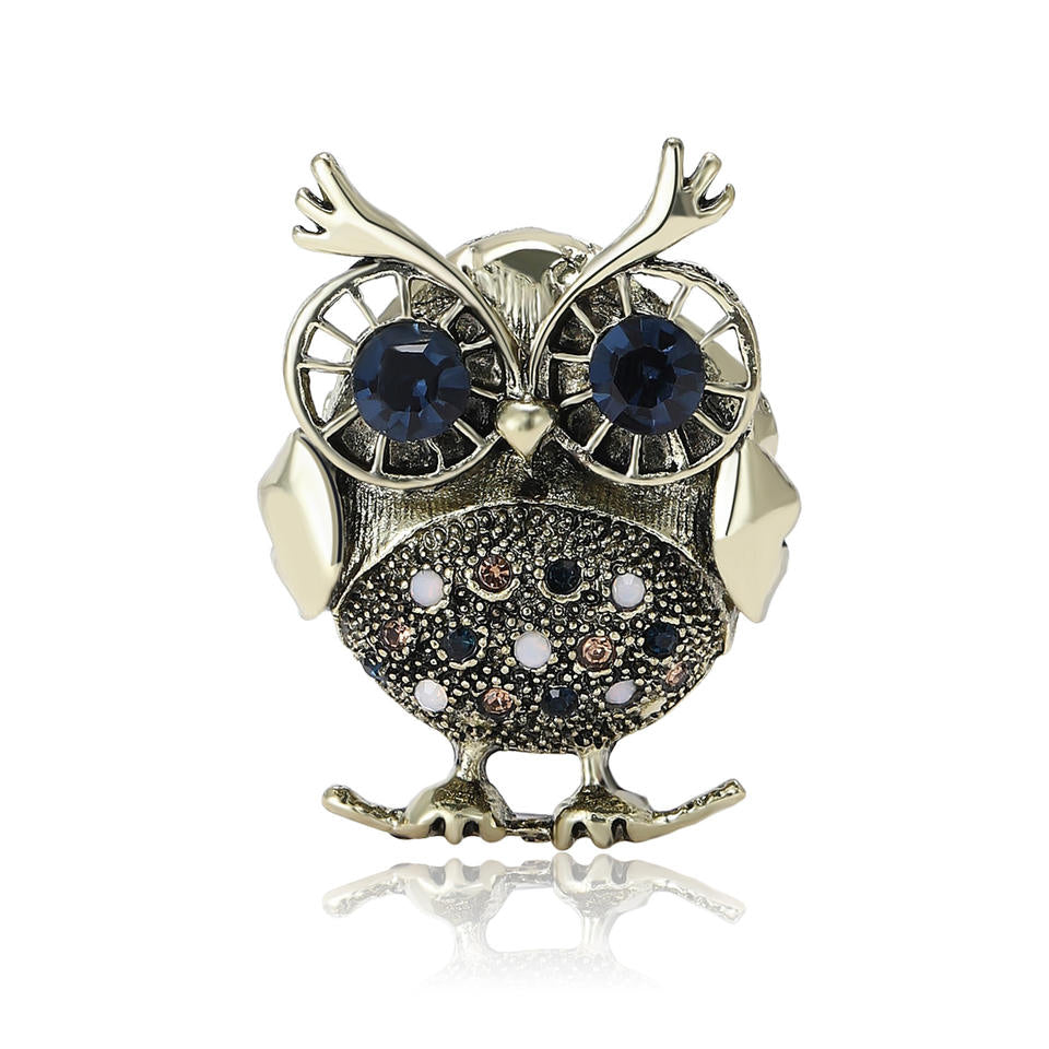 Steampunk - Bagoly bross, kő díszítéssel, ezüst