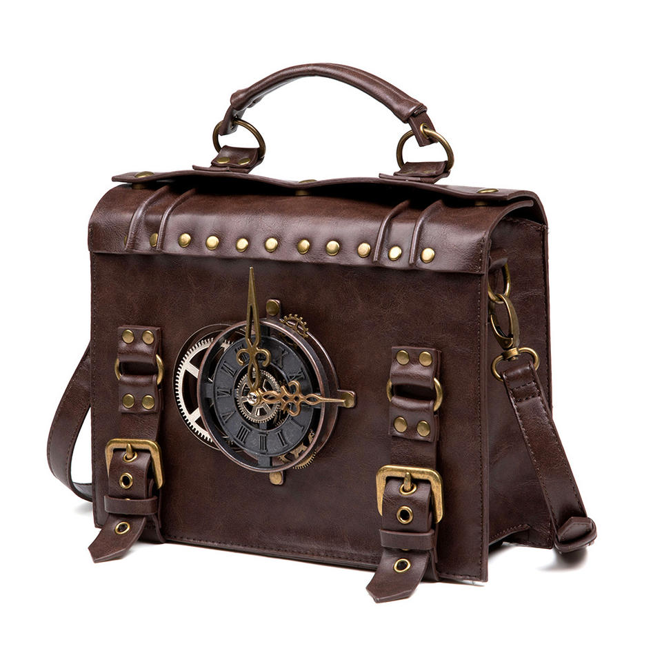 Steampunk - Briefcase táska,vegánbőr, 21x9x25cm