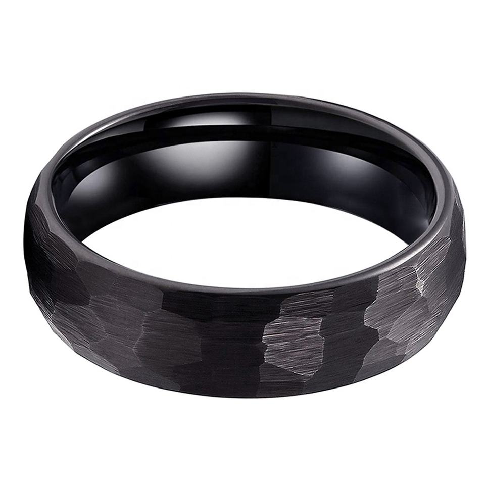 Steampunk - Coolstyle, domború matt tungsten gyűrű, 6mm, fekete, 7-es