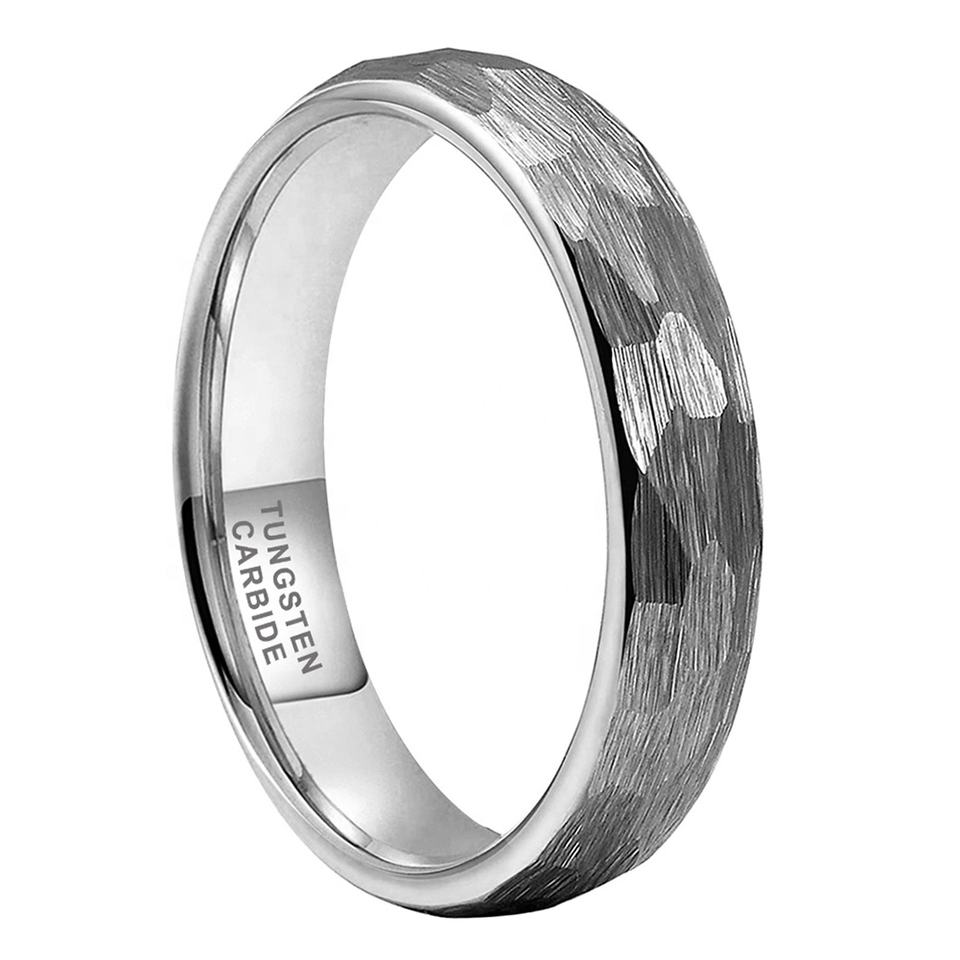 Steampunk - Coolstyle, kalapált tungsten carbide gyűrű, 4mm, fekete, 5-ös