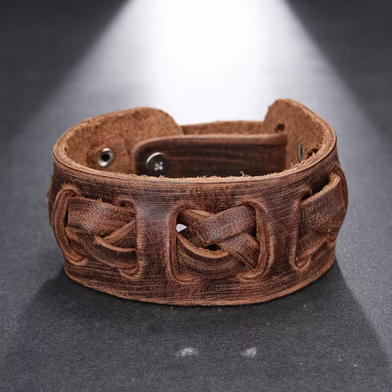 Steampunk - bőr mandzsetta karkötő