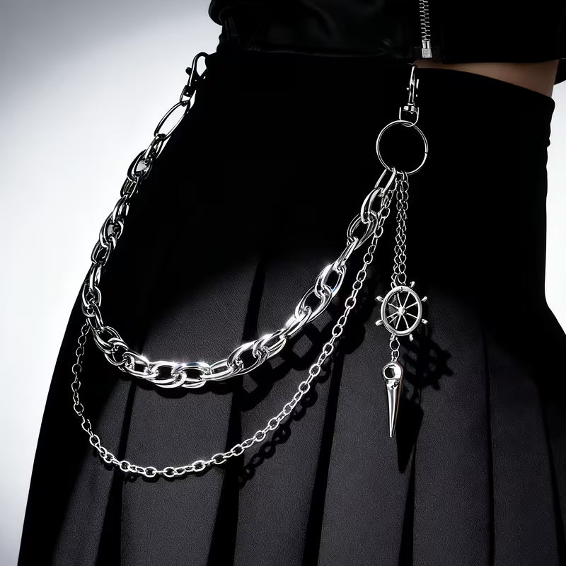 Steampunk - ezüstszínű, punk stílusú láncöv kiegészítő