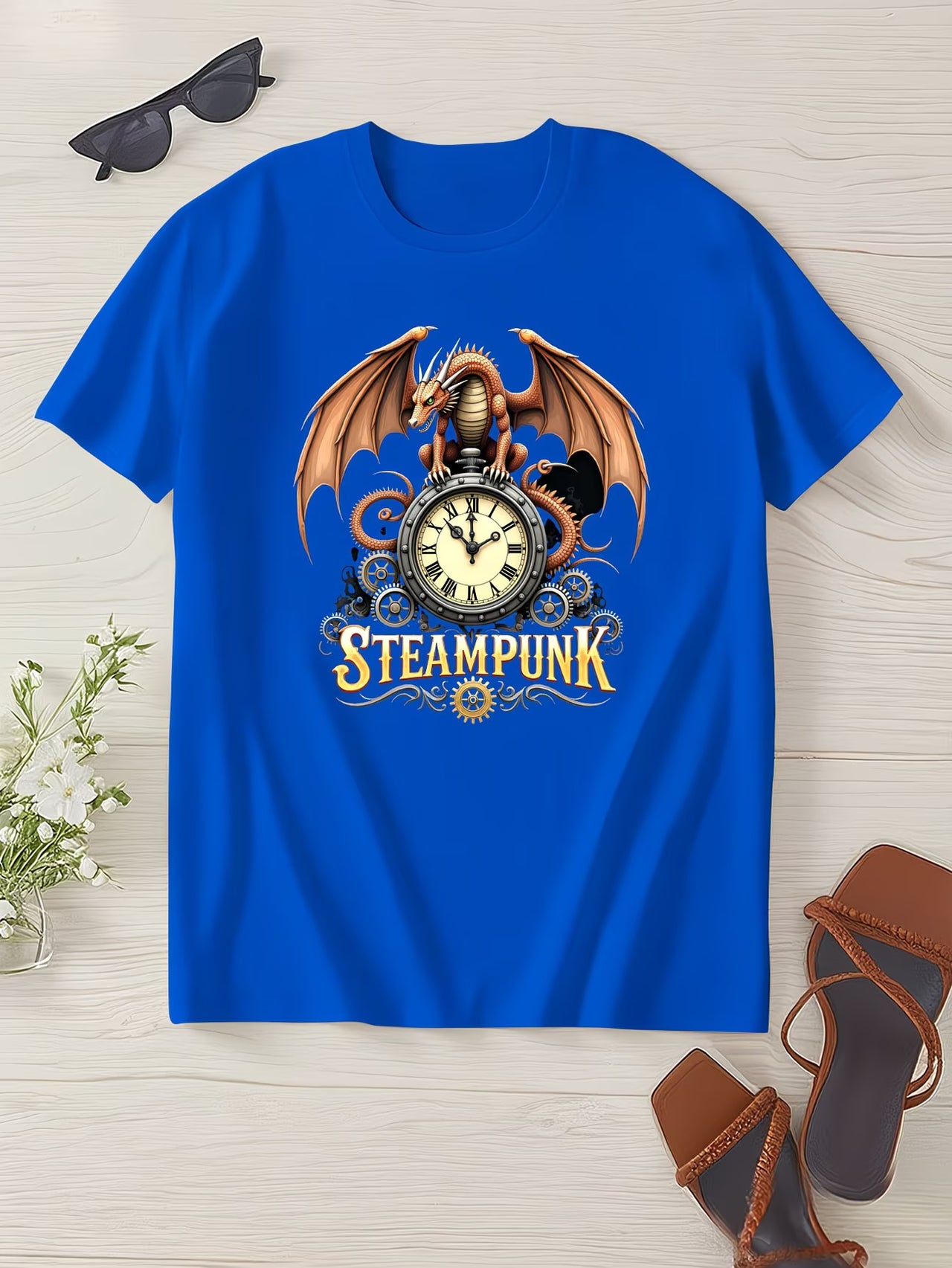 Steampunk - Női Pure póló fantázia és sárkányóra mintával
