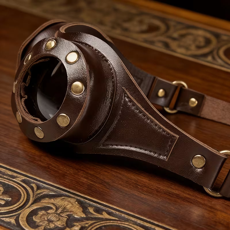 Steampunk - bőr vintage szemüveg