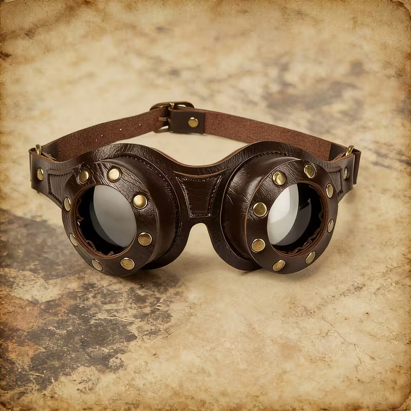 Steampunk - bőr vintage szemüveg
