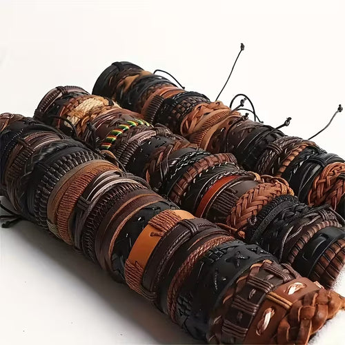 Steampunk - antik stílusú PU bőr karkötők